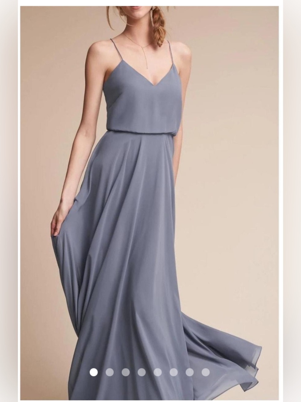 Jenny Yoo Collection Inesse Chiffon Gown | Dusty Blue | Size 10